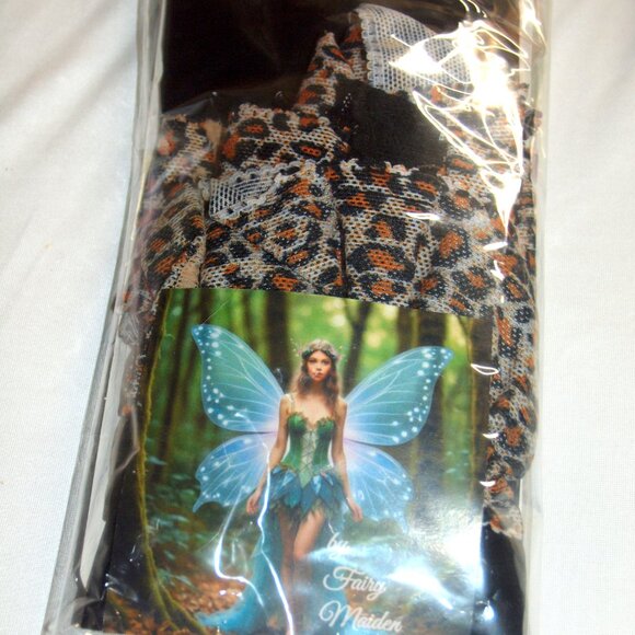 Leopard Top Black Garter Look thigh high Stockings NEW - Picture 6 of 6